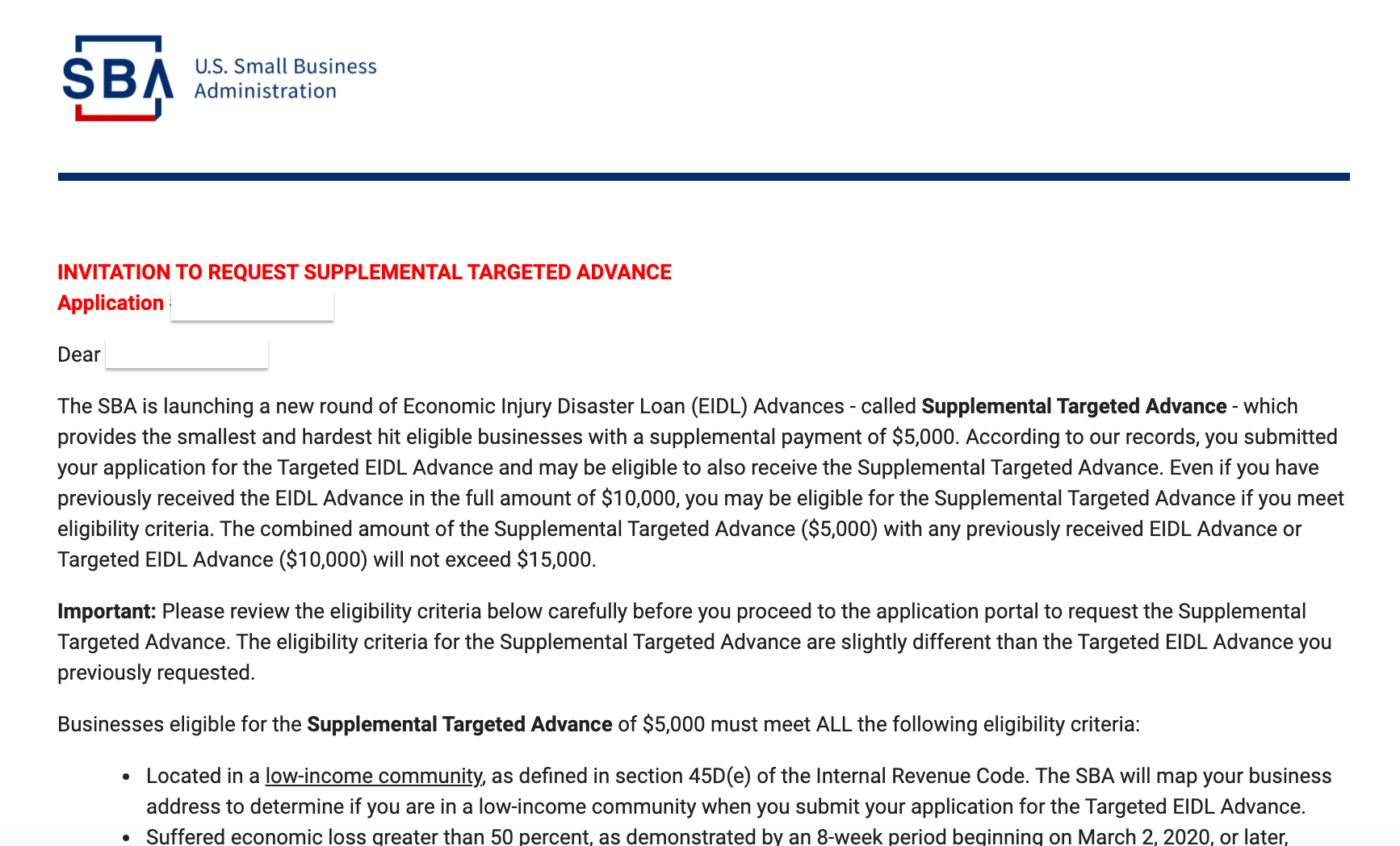 Want the SBA to Increase Targeted EIDL Grant Eligibility?